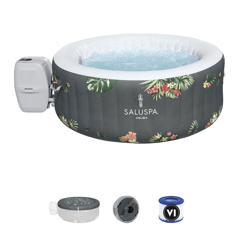 Bestway 3 - Person 110 - Jet Vinyl Round Inflatable Hot Tub in Gray