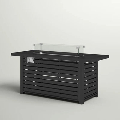 24" Steel Propane Fire Pit Table With Cover - Upgrade Your Outdoor Space A Modern Pit. Frame, Neutral Design. Slatted Base For Stylish Look. Fireplace Lid, Cover, Lava Rocks, Glass Beads. Easy
