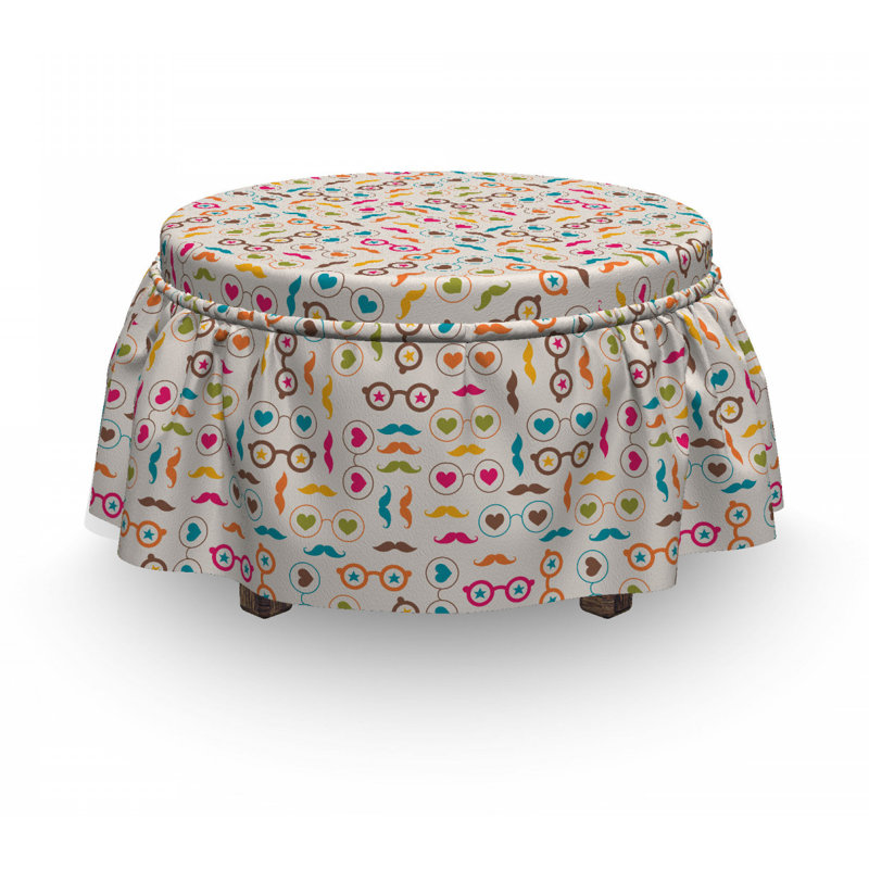 Housse pour repose-pieds mustache hearts