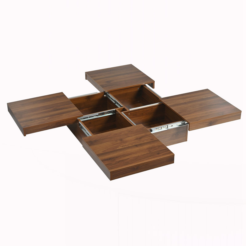 Table basse avec plateau coulissant et rangement