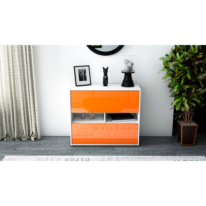 Regent Sideboard, White/High-gloss orange