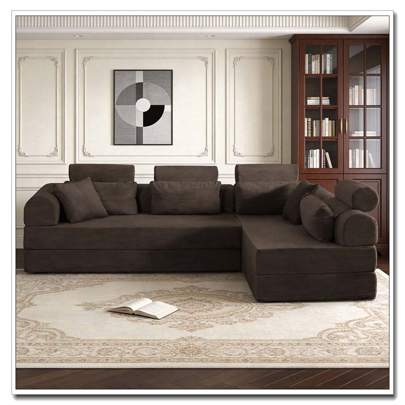 Canapé modulaire en L, Brun