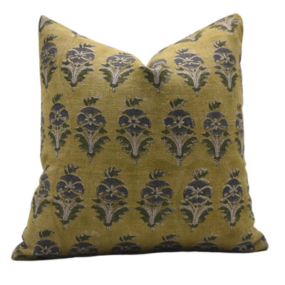 Coussin décoratif en lin vert pour canapé, chambre à coucher, canapé Mormukut Fab 14 x 14 po Fabividine