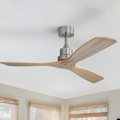 52'' Solid Wood 3-blade Modern Ceiling Fan With Remote Control And Smart App Remote Control