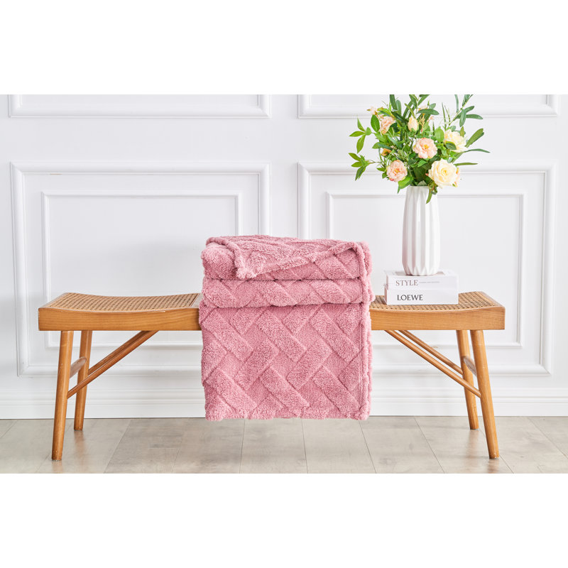 Sahen Standard Throw Blanket, Dusty Pink, 200cm W x 240cm L