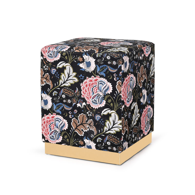 Repose-pieds Ellynn, Rose / bleu / velours noir