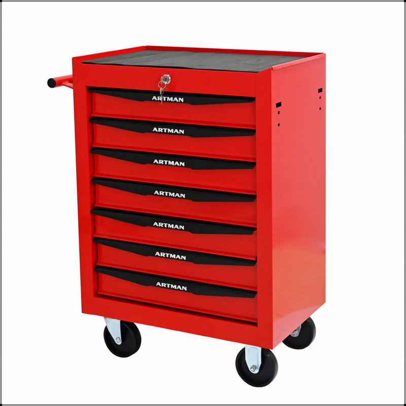 Coffre à outils durable en métal avec 7 tiroirs, glissières à roulement à billes et sécurité verrouillable pour un rangement organisé