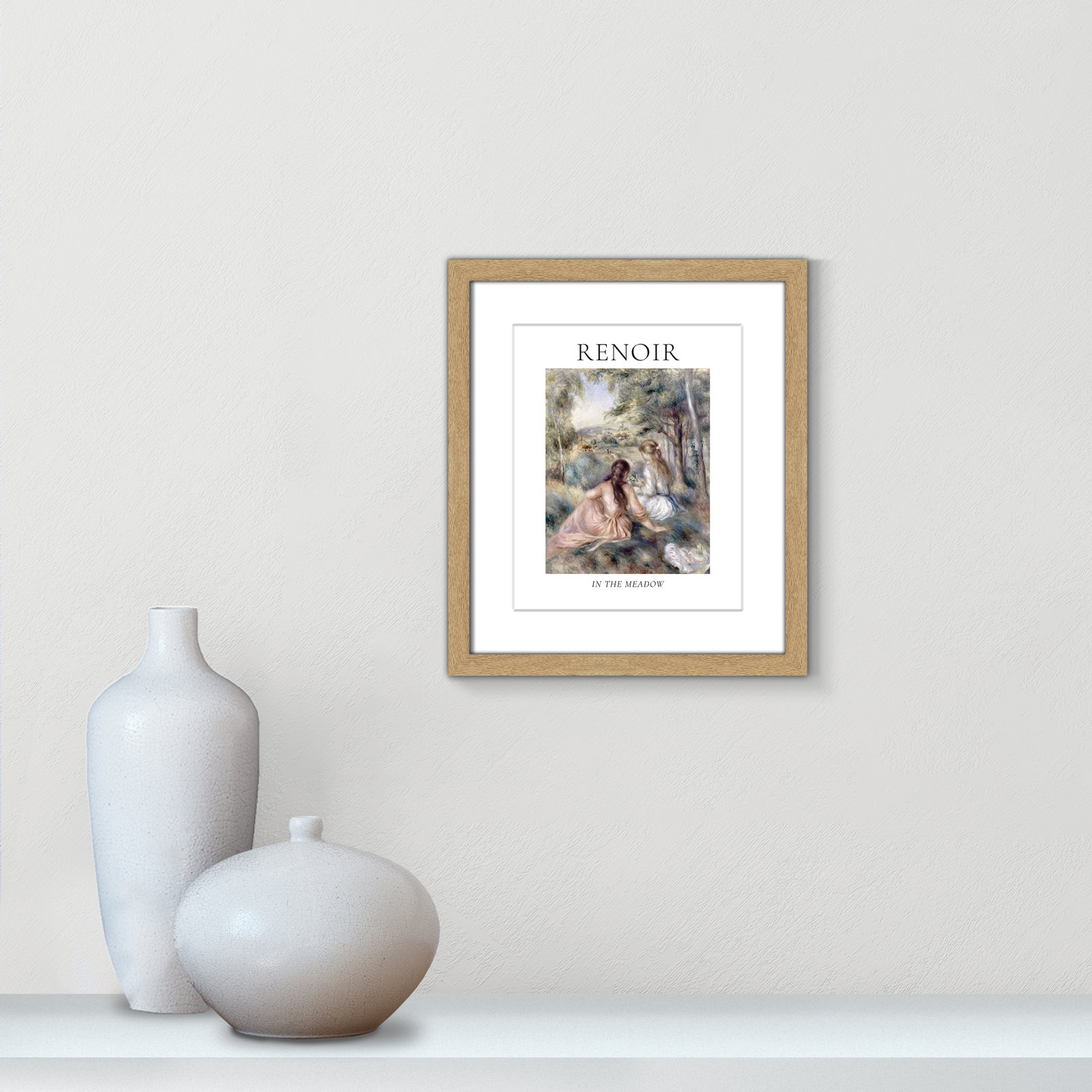 Old Masters Collection " In The Meadow " by Auguste Renoir, Yes, 41.5" H x 29.5" W x 1.25" D, Natural Single Picture Frame