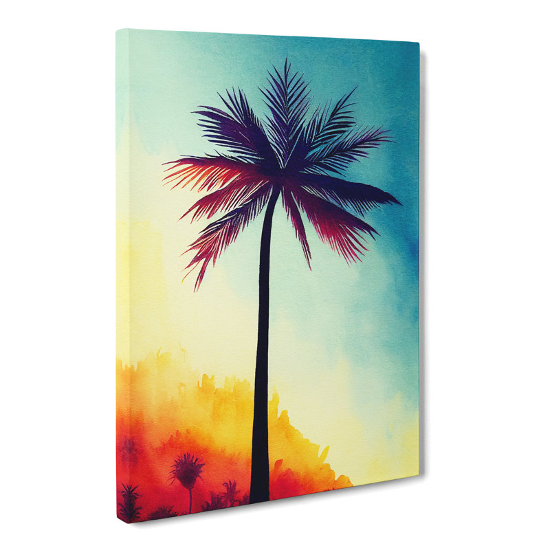 Watercolour Palm Tree Vol.3 - Wrapped Canvas, 60cm H x 40cm W x 3cm D