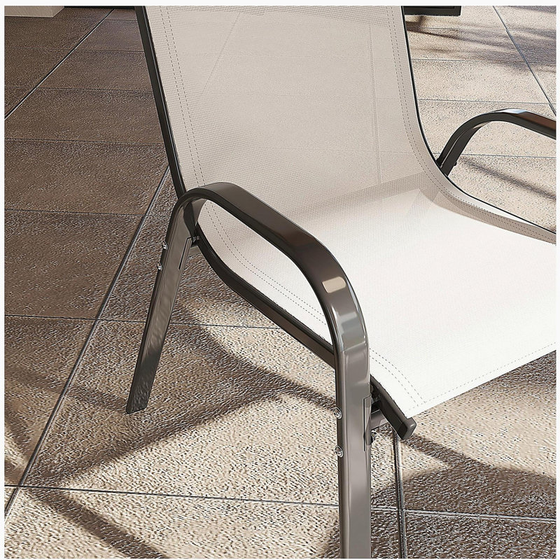 Ensemble de 4 chaises d'extérieur empilables, Beige/noir