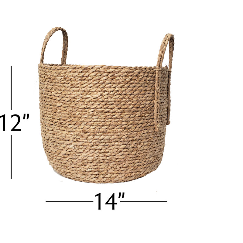 Simple Elements Rattan Basket, 12" H x 14" W x 14" D