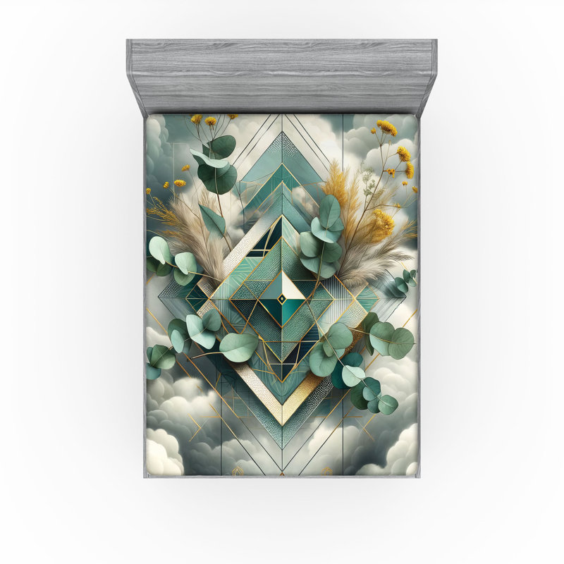 Microfiber Fitted Sheet, California King, FLower Green