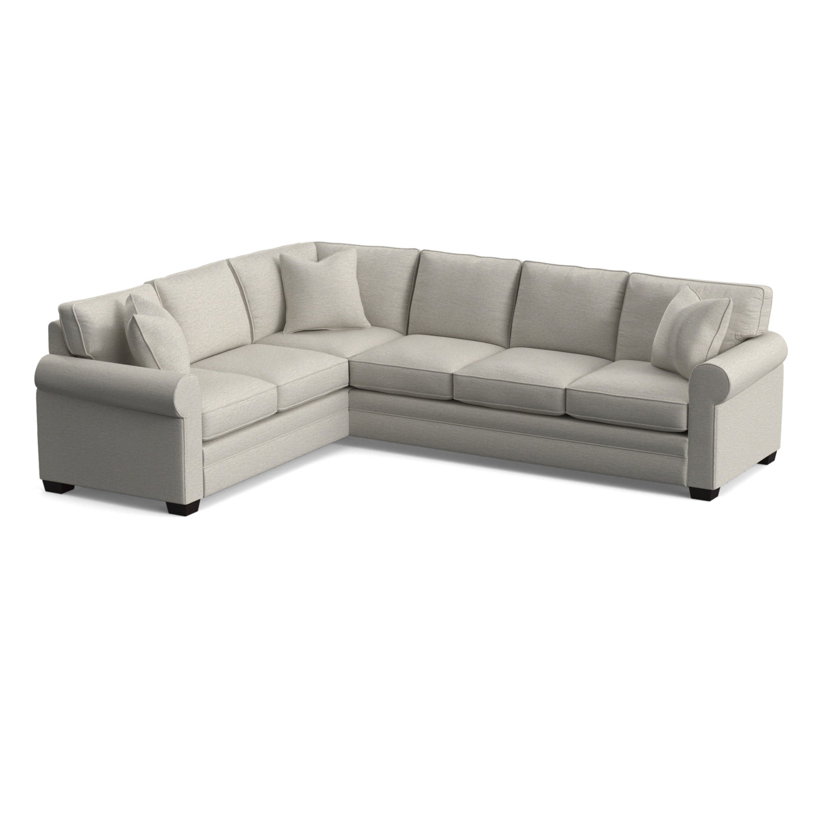 Bedford Upholstered L-Sectional, White Performance Fabric; 0851-94, Left Hand Facing, Java Finish