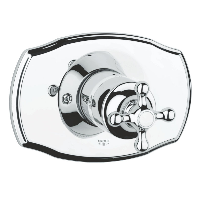 Garniture de robinet de douche à pression équilibrée avec poignée en croix Seabury®, Chrome