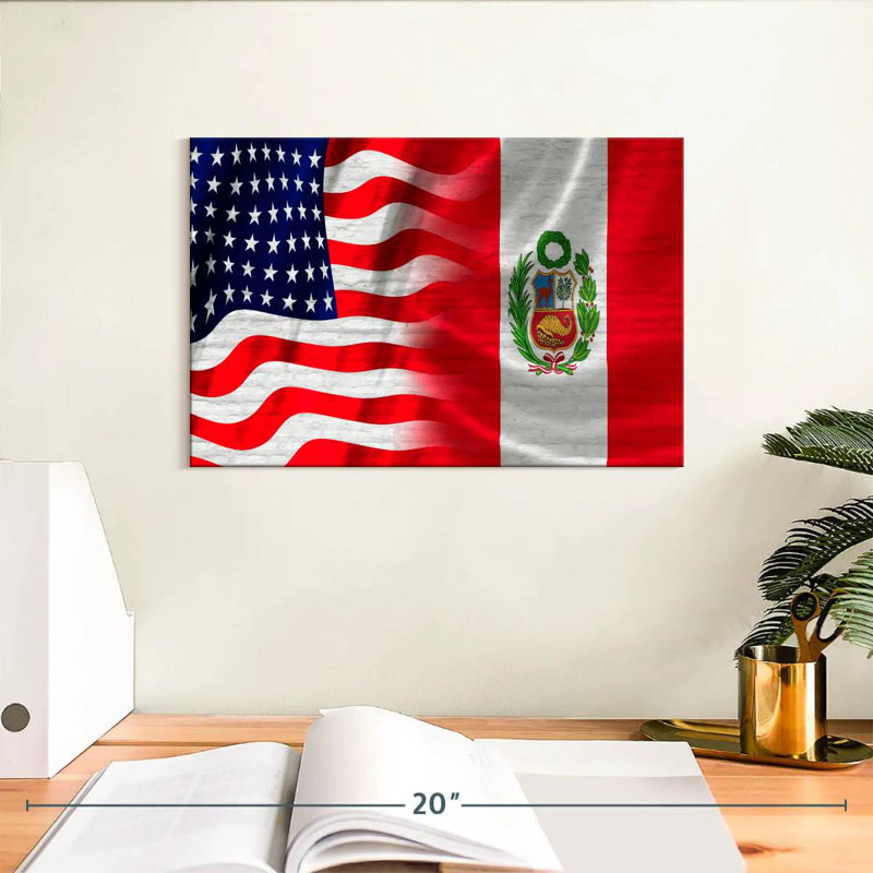 Drapeaux de Borges, Pérou et États-Unis, H 8 po x l 12 po