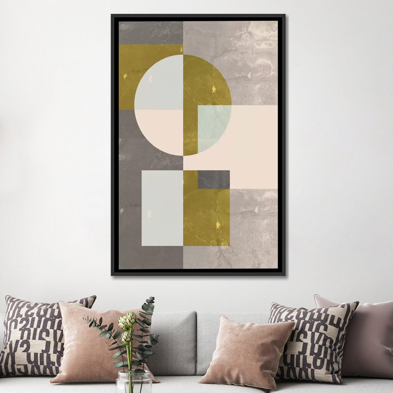 «Geometric I», impression sur toile, H 26 po x l 18 po x P 1,5 po, Toile avec cadre noir, Pas de tapis