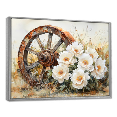 Inaiya, pivoines par roue de chariot I - pivoines, art mural