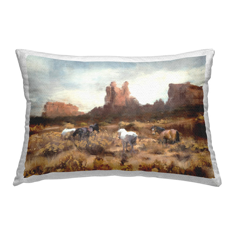 Coussin décoratif d'extérieur Desert Horses par Nina Blue