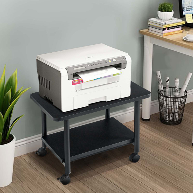 14.5'' H x 19'' W Printer Stand with Wheels, Black