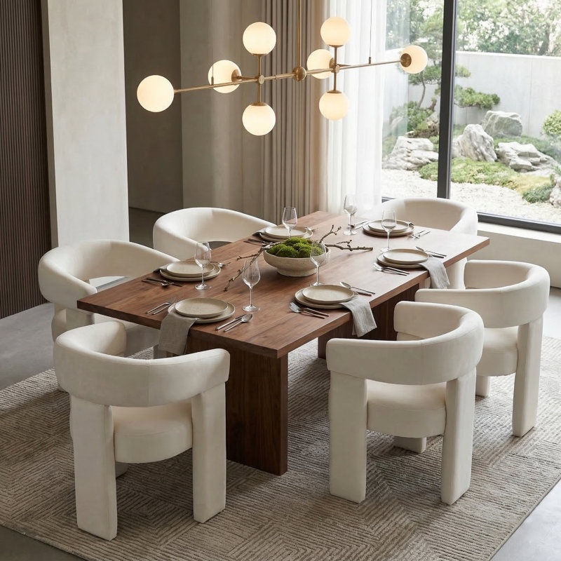 Light-luxury Velvet Dining Chair, Beige
