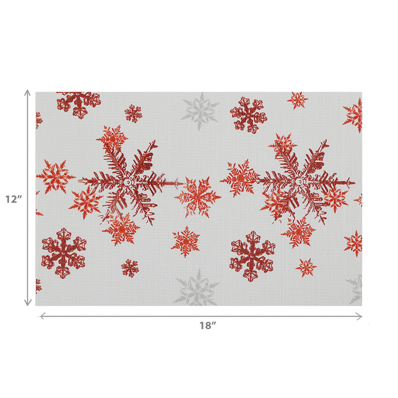 Napperon en vinyle (flocons de neige) - ensemble de 12, Rouge