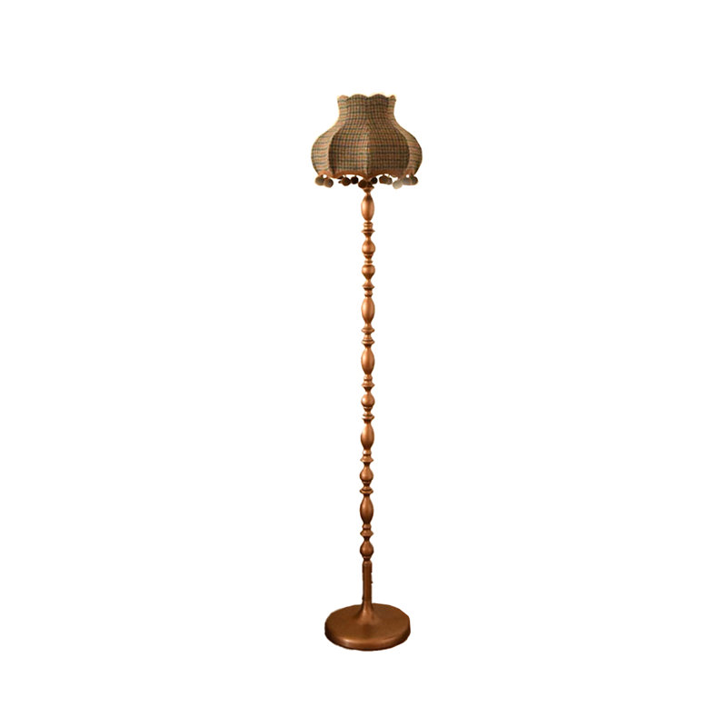 Vintage Nostalgic Fabric & Wrought Iron Floor Lamp