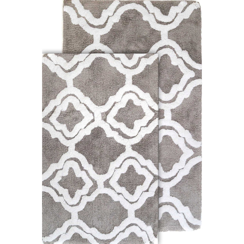 Elar Cotton Blend Non-Slip Bath Rug, Lunar Gray
