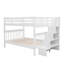 Lit superposé double avec rangement et garde-corps Stairway - Blanc - Lit superposé pour enfants et adolescents