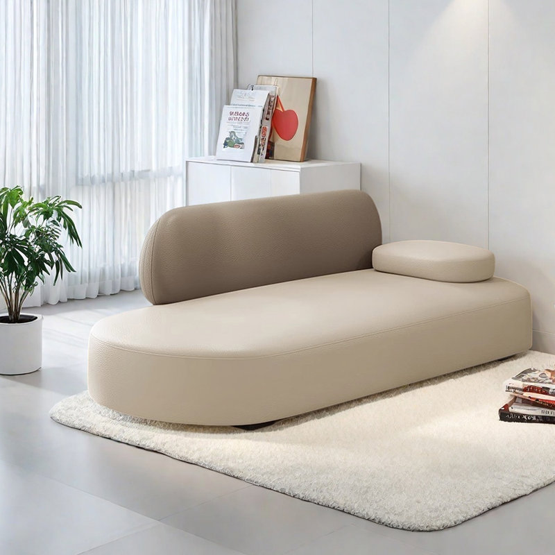 Méridienne légère et luxueuse, Kaki / beige, Orienté à droite