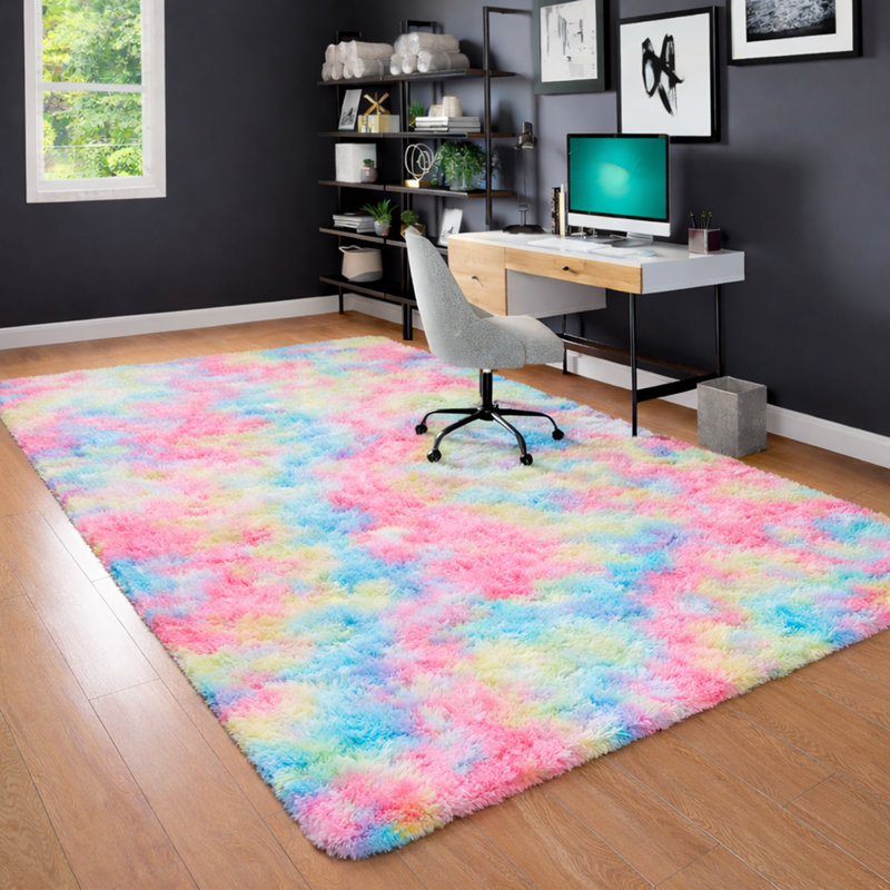 Standard Shag Area Rug, Rainbow, Rectangle 60 x 110 cm