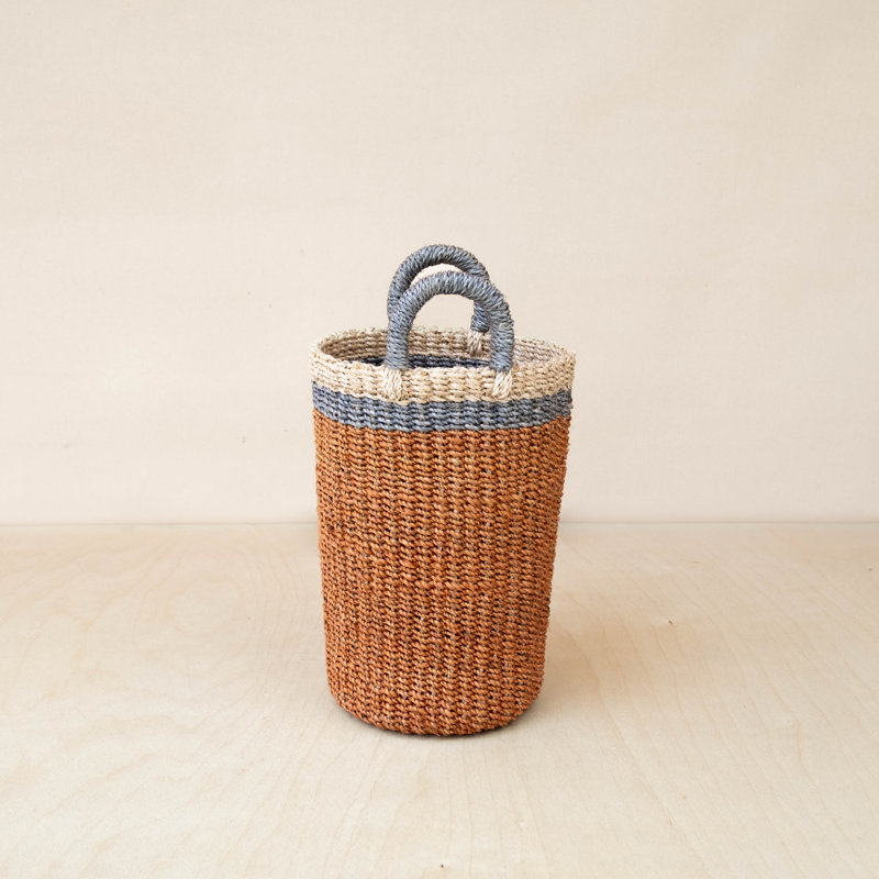 Olive Cylinder Vase Basket, Orange