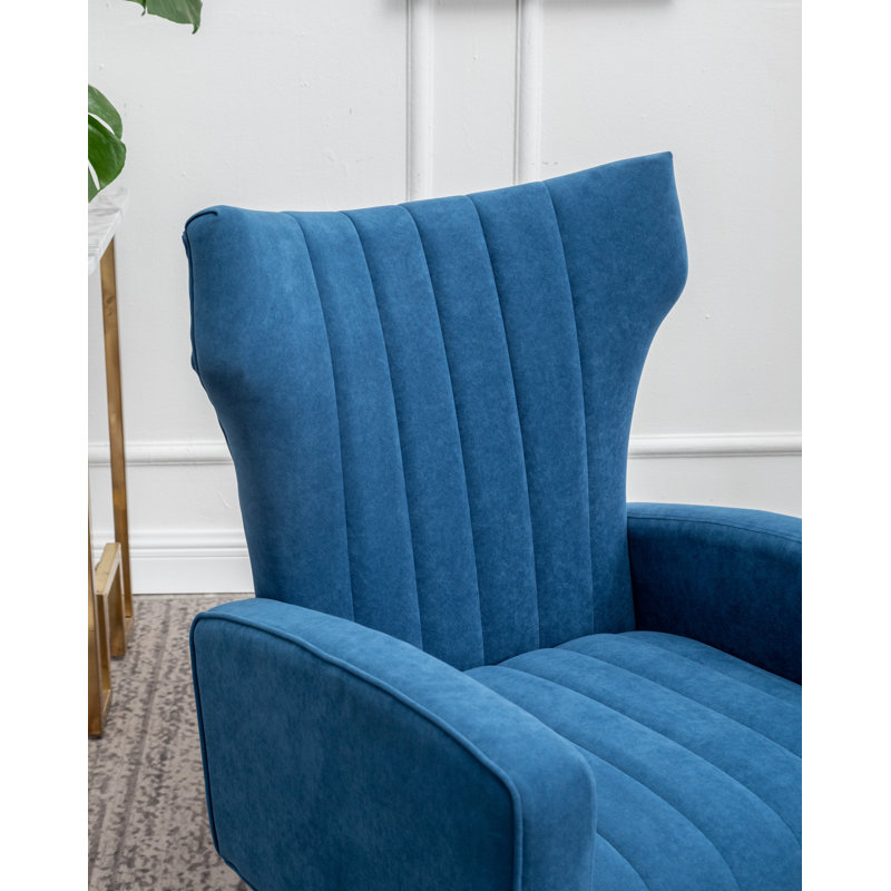 Milana 27" Wide Velvet Wingback Chair, Blue Velvet