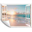 Natural landscape view from white window, Peel & Stick Coastal mural, removable beach wallpaper-67193126