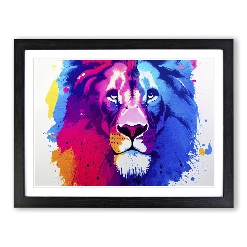 Colourful Lion Vol.4 Abstract - Print, Black Framed, 46cm H x 64cm W x 2cm D
