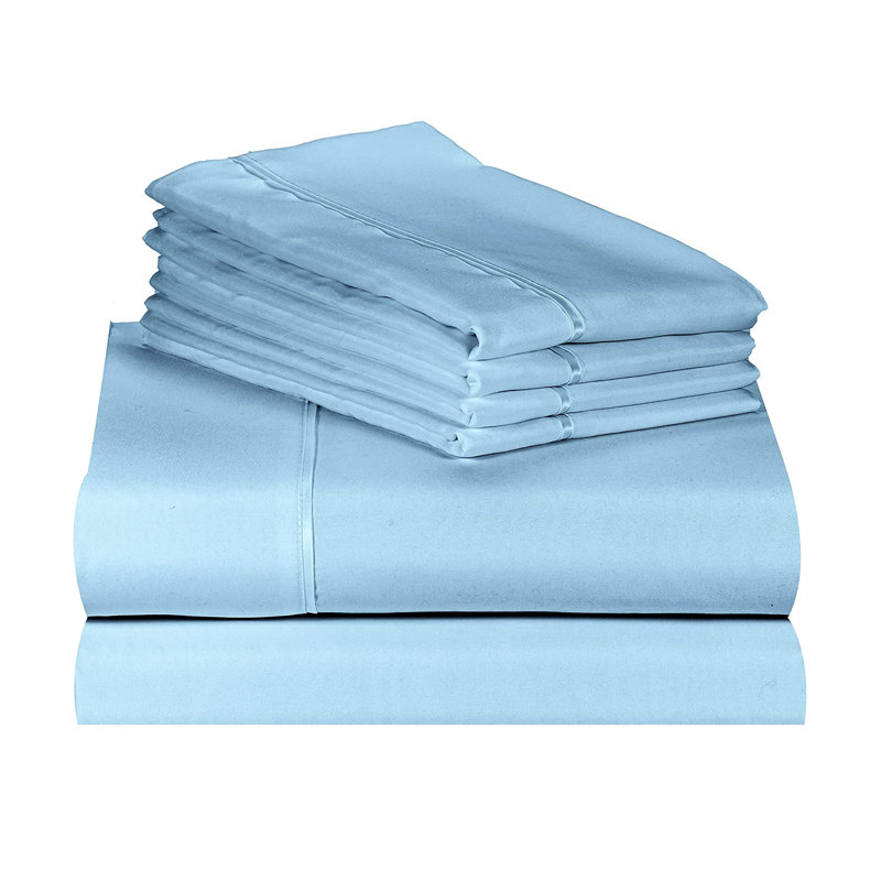 Luxclub 4 PC Light Blue Queen Silky Soft Cooling Extra Deep Pocket Performance Sheet Set, Queen Sheet Set with 4 Pillowcases
