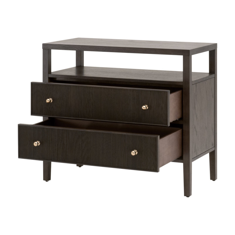 Taube Highland Open Shelf, 2-Drawer Nightstand, Brown