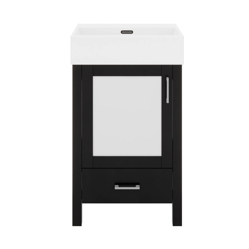 Compact 20-Inch Bathroom Vanity With Ceramic Sink And Ample Storage