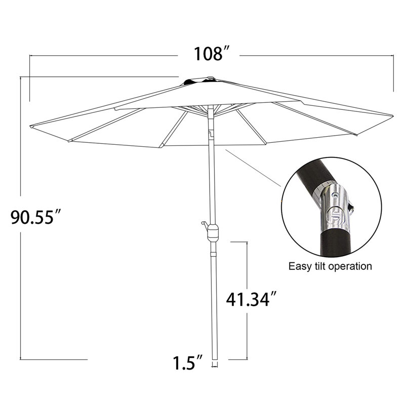 Parasol de marché 9 pi Mushtaaq