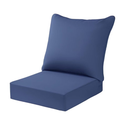 Ensemble de coussins de siège d'extérieur 24 * 24 * 4 pouces (coussins de remplacement pour dossiers de meubles) avec housse amovible, imperméable, résistant aux rayons UV, bleu