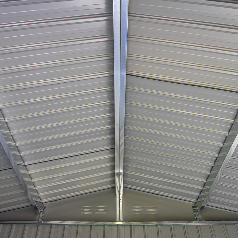 Tan 6' x 8' Galvanized Steel Outdoor Storage Shed with Lockable Doors