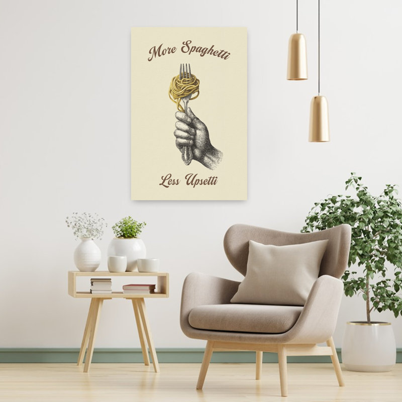 «More Spaghetti Less Upsetti», art mural rétro rustique rétro, H 36 po x l 24 po