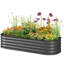 Ensemble de jardin surélevé galvanisé 4,9 pi x 2 pi x 1 pi, jardinière en métal avec bordure de sécurité, gris foncé-1155677688-1155677692