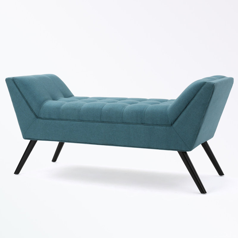 Bradlee Polyester Upholstered Bench, Dark Teal