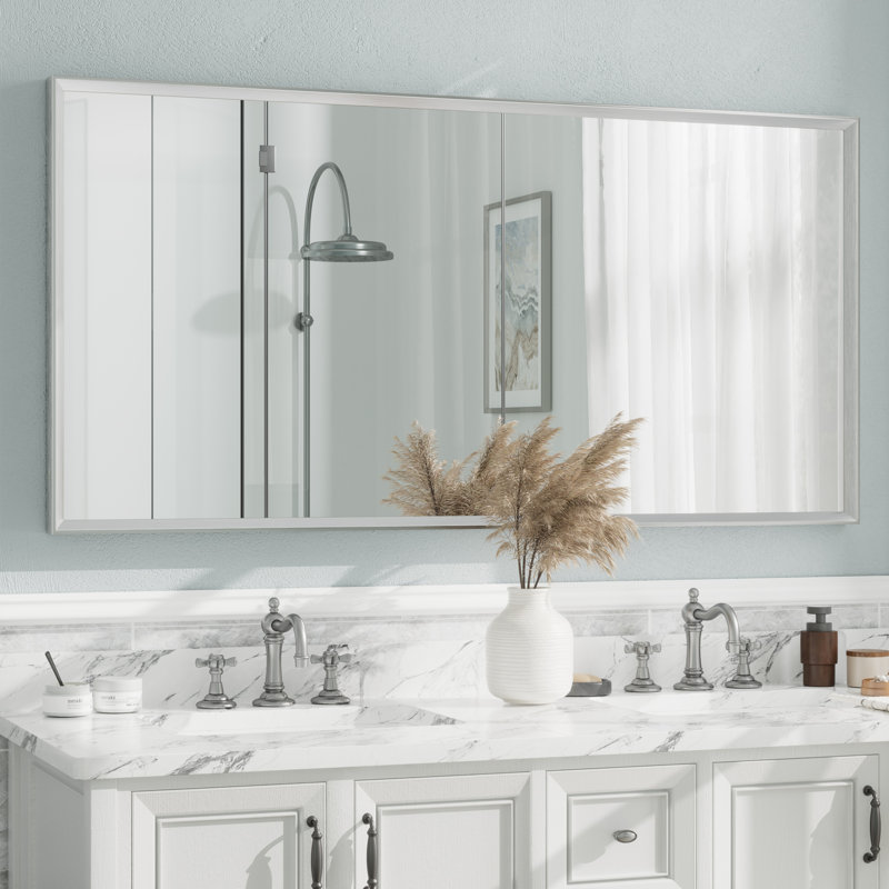Miroir mural Amara, 60 po x 30 po, Argent brossé