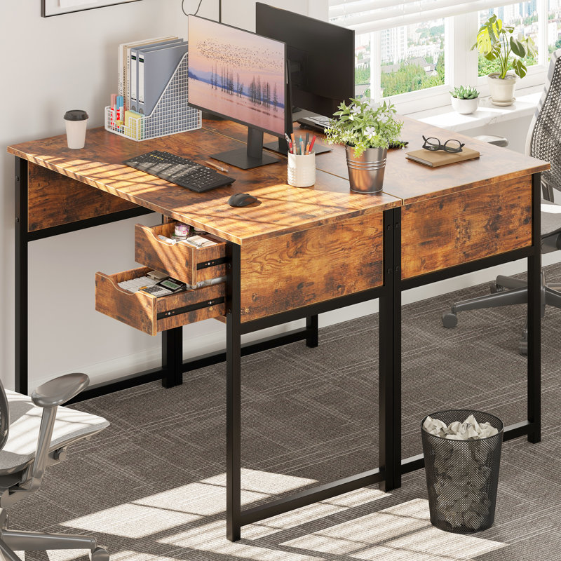 Small Computer Desk with Drawer Home Office Desks for Small Spaces, 39.4 Inch Writing Desk Work Desk PC Table Study Desk, Modern Simple Style Laptop Desk for Bedroom