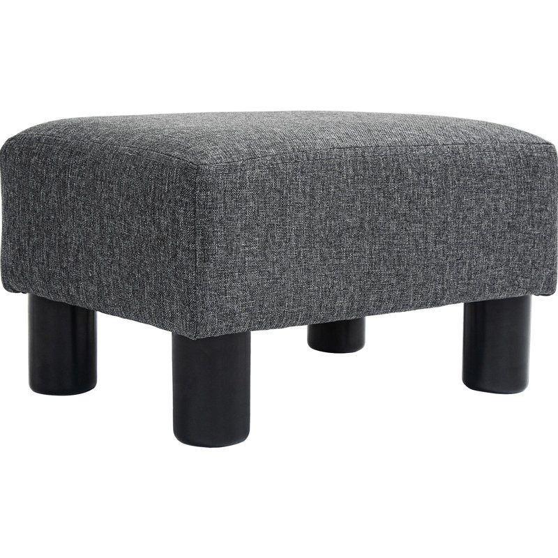 Repose-pieds gris anthracite, recouvert de lin, petit pour tous, confortable en gris, revêtement en tissu, salon de repos
