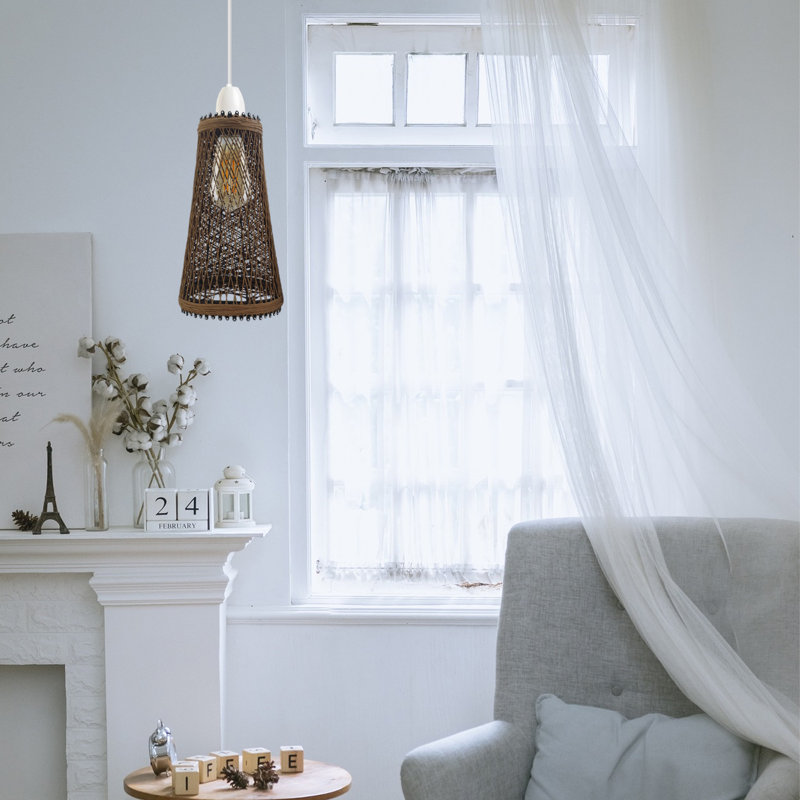 30cm H Chenille Empire Lamp Shade ( Screw On ) in Hemp