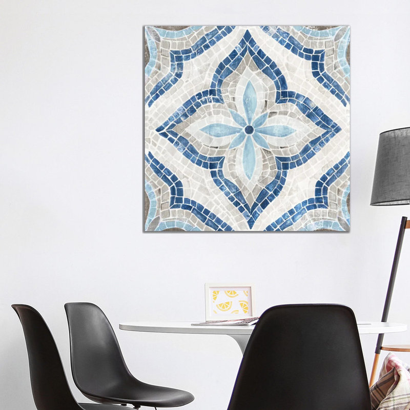 Blue Single Morrocan Tile by Eva Watts - Wrapped Canvas Painting, 93.98 cm H x 93.98 cm W x 3.175 cm D