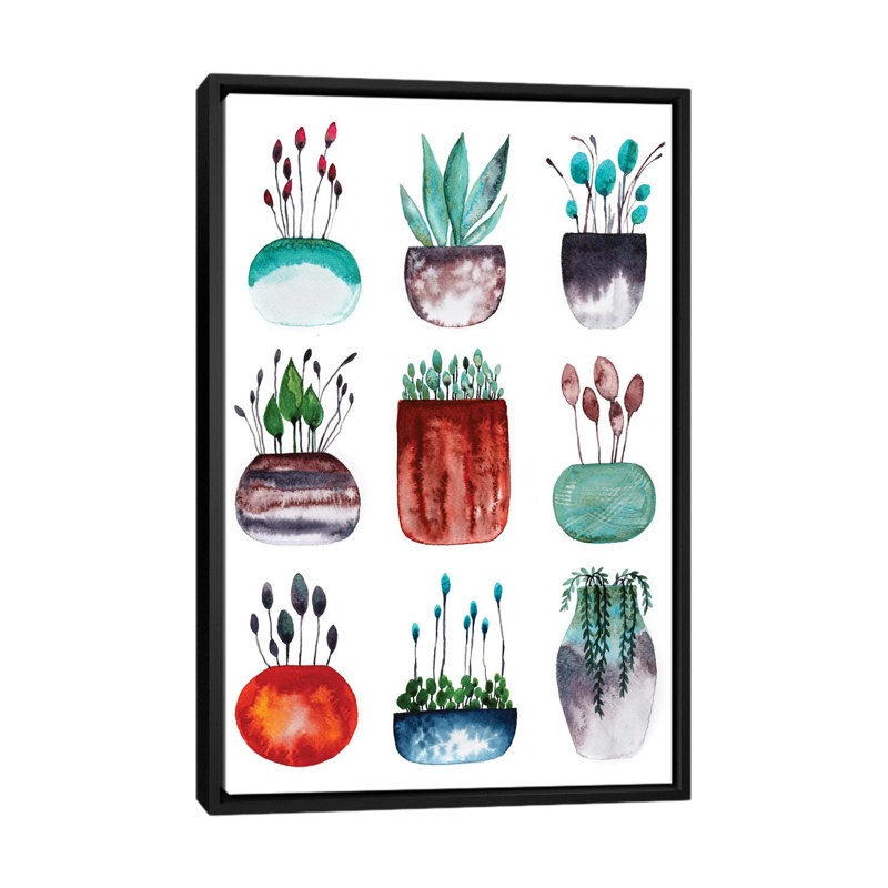 « tiny collection » sur toile, H 26 po x l 18 po x P 1,5 po, Toile avec cadre noir, Pas de tapis