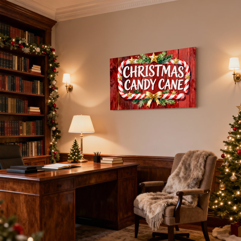 «Christmas Christmas Candy Cane», ensemble de 3 impressions sur toile, H 16 po x l 24 po